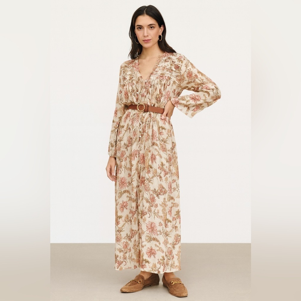 Aratta Silent Journey Desert Rose Duster Dress Kaftan Sheer Size L Boho Hippie